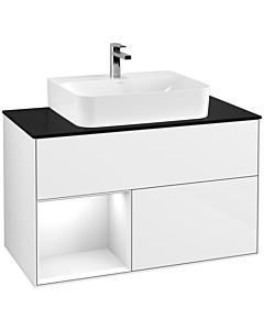 Villeroy und Boch Finion Villeroy und Boch Finion F112GFGF 100cm, cover plate white matt, shelf left Glossy white lacquer, Glossy white lacquer