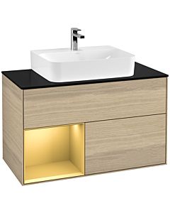 Villeroy und Boch Finion Villeroy und Boch Finion F112HFPC 100cm, cover plate white matt, shelf left gold matt, Oak Veneer
