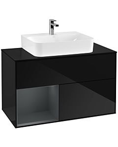 Villeroy und Boch Finion Villeroy und Boch Finion F112HGPH 100cm, cover plate white matt, shelf left Midnight Blue Matt Lacquer , Glossy Black Lacquer