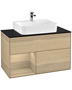 Villeroy und Boch Finion Villeroy und Boch F112PCPC 100cm, plaque de finition blanc mat, étagère à gauche Oak Veneer , Oak Veneer