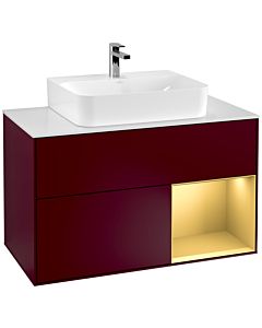 Villeroy und Boch Finion Villeroy und Boch Finion F121HFHB 100cm, cover plate matt white, shelf on the right matt gold, Peony Matt