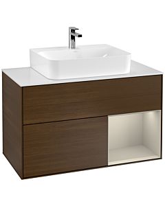 Villeroy und Boch Finion Villeroy und Boch Finion F121HHGN 100cm, cover plate matt white, shelf on the right Sand matt, Sand veneer