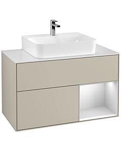 Villeroy und Boch Finion Villeroy und Boch Finion F121MTHH 100cm, cover plate white matt, shelf on the right white matt lacquer, Sand Matt Lacquer