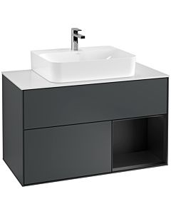 Villeroy und Boch Finion Villeroy und Boch Finion F121PDHG 100cm, cover plate white matt, shelf on the right black matt lacquer, midnight Blue Matt Lacquer