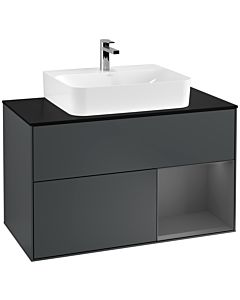 Villeroy und Boch Finion Villeroy und Boch Finion F122GKHG 100cm, cover plate black matt, shelf on the right anthracite matt, midnight Blue Matt Lacquer