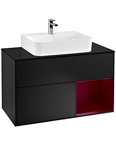 Villeroy und Boch Finion Villeroy und Boch Finion F122HBPD 100cm, cover plate black matt, shelf on the right Peony , black matt lacquer