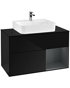 Villeroy und Boch Finion Villeroy und Boch Finion F122HGPH 100cm, cover plate black matt, shelf on the right Midnight Blue Matt Lacquer , Glossy Black Lacquer
