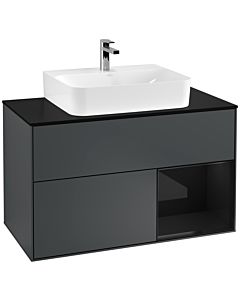Villeroy und Boch Finion Villeroy und Boch Finion F122PHHG 100cm, cover plate black matt, shelf on the right Glossy Black Lacquer , midnight Blue Matt Lacquer