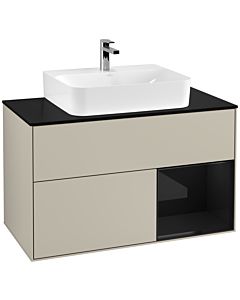Villeroy und Boch Finion Villeroy und Boch Finion F122PHHH 100cm, cover plate black matt, shelf on the right Glossy Black Lacquer , Sand Matt Lacquer