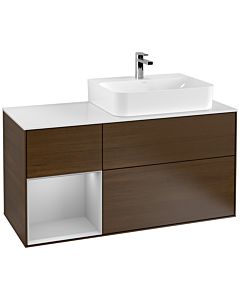 Villeroy und Boch Finion Villeroy und Boch Finion F141GJGN 120cm, top glass white matt, shelf left light gray matt, walnut veneer