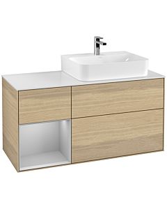 Villeroy und Boch Finion Villeroy und Boch Finion F141GJPC 120cm, cover plate glass white matt, shelf left light gray matt, Oak Veneer