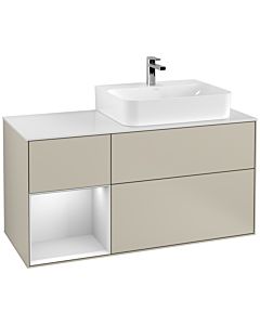 Villeroy und Boch Finion Villeroy und Boch Finion F141MTHH 120cm, cover plate glass white matt, shelf left white matt lacquer, Sand Matt Lacquer