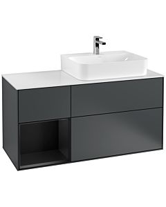 Villeroy und Boch Finion Villeroy und Boch Finion F141PDHG 120cm, cover plate glass white matt, shelf left black matt lacquer, midnight Blue Matt Lacquer