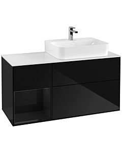 Villeroy und Boch Finion Villeroy und Boch Finion F141PHPH 120cm, cover plate glass white matt, shelf on the left Glossy Black Lacquer , Glossy Black Lacquer
