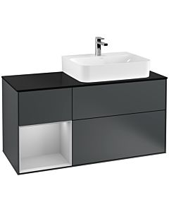 Villeroy und Boch Finion Villeroy und Boch Finion F142GJHG 120cm, top glass black matt, shelf left light gray matt, midnight Blue Matt Lacquer