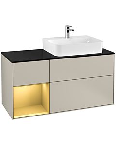 Villeroy und Boch Finion Villeroy und Boch Finion F142HFHH 120cm, cover plate Glass Black Matt, shelf left gold matt, Sand Matt Lacquer