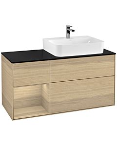 Villeroy und Boch Finion Villeroy und Boch Finion F142PCPC 120cm, cover plate Glass Black Matt, shelf on the left Oak Veneer , Oak Veneer