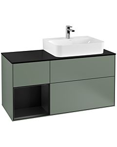 Villeroy und Boch Finion Villeroy und Boch Finion F142PDGM 120cm, top glass black matt, shelf left black matt lacquer, Olive Matt Lacquer