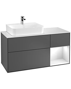Villeroy und Boch Finion Villeroy und Boch Finion F151GFGK 120cm, cover plate white matt, shelf on the right glossy white lacquer, anthracite matt
