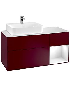 Villeroy und Boch Finion Waschtischunterschrank F151GFHB 120cm, Abdeckplatte white matt, Regal rechts Glossy white lacquer, Peony Matt