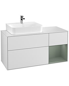 Villeroy und Boch Finion Villeroy und Boch F151GMMT 120cm, plaque de recouvrement blanc mat, étagère à droite Olive Matt Lacquer , laqué blanc mat