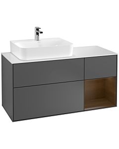 Villeroy und Boch Finion Villeroy und Boch Finion F151GNGK 120cm, cover plate white matt, shelf on the right walnut veneer, anthracite matt