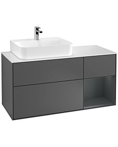 Villeroy und Boch Finion Villeroy und Boch F151HGGK 120cm, plaque de recouvrement blanc mat, étagère droite Midnight Blue Matt Lacquer , anthracite mat