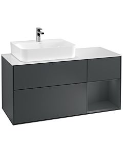 Villeroy und Boch Finion Villeroy und Boch F151HGHG 120cm, plaque de finition blanc mat, étagère à droite Midnight Blue Matt Lacquer , Midnight Blue Matt Lacquer