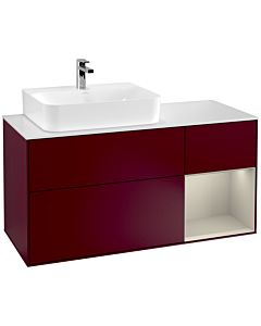 Villeroy und Boch Finion Villeroy und Boch F151HHHB 120cm, plaque de finition blanc mat, étagère à droite Sand matt, Peony Matt