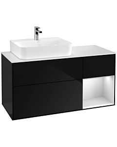 Villeroy und Boch Finion Villeroy und Boch Finion F151MTPH 120cm, cover plate white matt, shelf on the right white matt lacquer, Glossy Black Lacquer