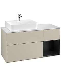 Villeroy und Boch Finion Villeroy und Boch Finion F151PDHH 120cm, cover plate white matt, shelf on the right black matt lacquer, Sand Matt Lacquer