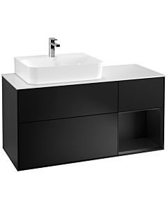 Villeroy und Boch Finion Waschtischunterschrank F151PDPD 120cm, Abdeckplatte white matt, Regal rechts Black matt lacquer, Black matt lacquer