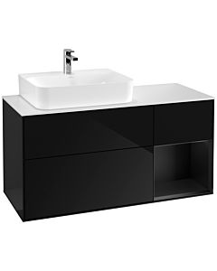 Villeroy und Boch Finion Villeroy und Boch Finion F151PDPH 120cm, cover plate white matt, shelf on the right black matt lacquer, Glossy Black Lacquer