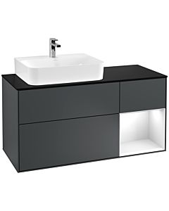 Villeroy und Boch Finion Villeroy und Boch Finion F152GFHG 120cm, cover plate black matt, shelf on the right Glossy white lacquer, midnight Blue Matt Lacquer