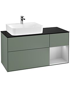 Villeroy und Boch Finion Villeroy und Boch Finion F152GJGM 120cm, cover plate black matt, shelf on the right light gray matt, Olive Matt Lacquer