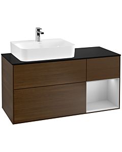 Villeroy und Boch Finion Villeroy und Boch Finion F152GJGN 120cm, cover plate black matt, shelf on the right light gray matt, walnut veneer