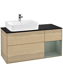 Villeroy und Boch Finion Villeroy und Boch F152GMPC 120cm, couvercle noir mat, étagère à droite Olive Matt Lacquer , Oak Veneer