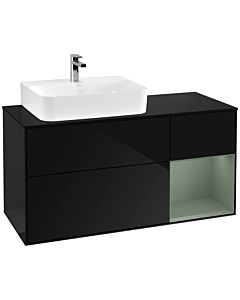 Villeroy und Boch Finion Villeroy und Boch Finion F152GMPH 120cm, cover plate black matt, shelf on the right Olive Matt Lacquer , Glossy Black Lacquer