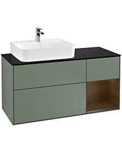 Villeroy und Boch Finion Villeroy und Boch Finion F152GNGM 120cm, cover plate black matt, shelf on the right Olive Matt Lacquer veneer, Olive Matt Lacquer