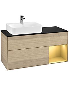 Villeroy und Boch Finion Villeroy und Boch Finion F152HFPC 120cm, cover plate black matt, shelf right gold matt, Oak Veneer