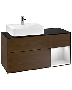 Villeroy und Boch Finion Villeroy und Boch Finion F152MTGN 120cm, cover plate black matt, shelf on the right white matt lacquer, walnut veneer