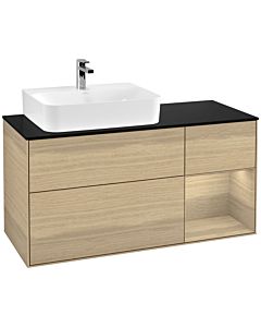 Villeroy und Boch Finion Villeroy und Boch F152PCPC 120cm, couvercle noir mat, étagère à droite Oak Veneer , Oak Veneer