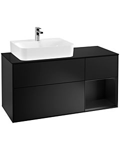 Villeroy und Boch Finion Waschtischunterschrank F152PDPD 120cm, Abdeckplatte black matt, Regal rechts Black matt lacquer, Black matt lacquer