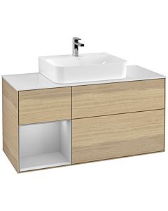 Villeroy und Boch Finion Villeroy und Boch F161GJPC 120cm, plaque de recouvrement blanc mat, étagère gauche gris clair mat, Oak Veneer