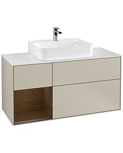 Villeroy und Boch Finion Villeroy und Boch F161GNHH 120cm, plaque de finition blanc mat, étagère gauche placage Sand Matt Lacquer , Sand Matt Lacquer