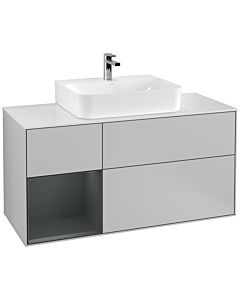 Villeroy und Boch Finion Waschtischunterschrank F161HGGJ 120cm, Abdeckplatte white matt, Regal links Midnight Blue Matt Lacquer, Light grey matt