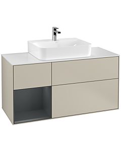 Villeroy und Boch Finion Villeroy und Boch F161HGHH 120cm, plaque de finition blanc mat, étagère gauche Midnight Blue Matt Lacquer , Sand Matt Lacquer