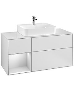 Villeroy und Boch Finion Villeroy und Boch F161MTMT 120cm, plaque de recouvrement blanc mat, étagère gauche laqué blanc mat, laqué blanc mat