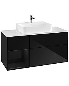 Villeroy und Boch Finion Villeroy und Boch Finion F161PHPH 120cm, cover plate white matt, shelf left Glossy Black Lacquer , Glossy Black Lacquer