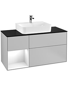 Villeroy und Boch Finion Villeroy und Boch Finion F162GFGJ 120cm, cover plate black matt, shelf left glossy white lacquer, light gray matt